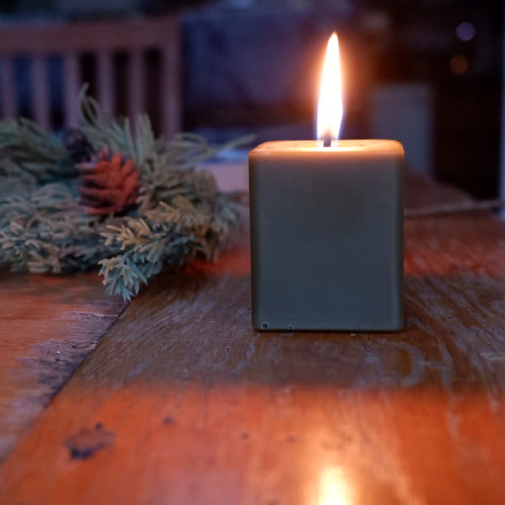 Candlestock Real Bayberry Square Votive Candle Pack - Pure Bayberry & Beeswax Blend - Pack of 4 Natural Square Votive Candles - No Fragrance Added