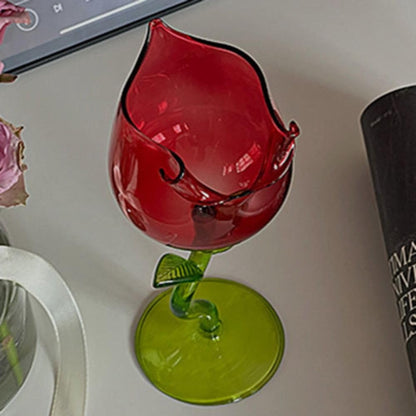 Red Rose Wine Glass Candle Holder Romantic Rose Flower Candle Holder Wedding Centerpiece Tealight Candle Chic Candle Displays(Black)