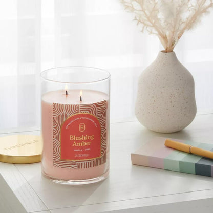 Threshold 2-Wick Lidded Glass Jar Candle (21.5oz, Blushing Amber)