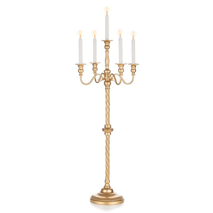 Sziqiqi Gold Floor Candelabra Candle Holder for Centerpiece - Tall 5 Arm Candlesticks Holders Metal Taper Candle Holder for Table Floral Centerpieces for Wedding Party Banquet