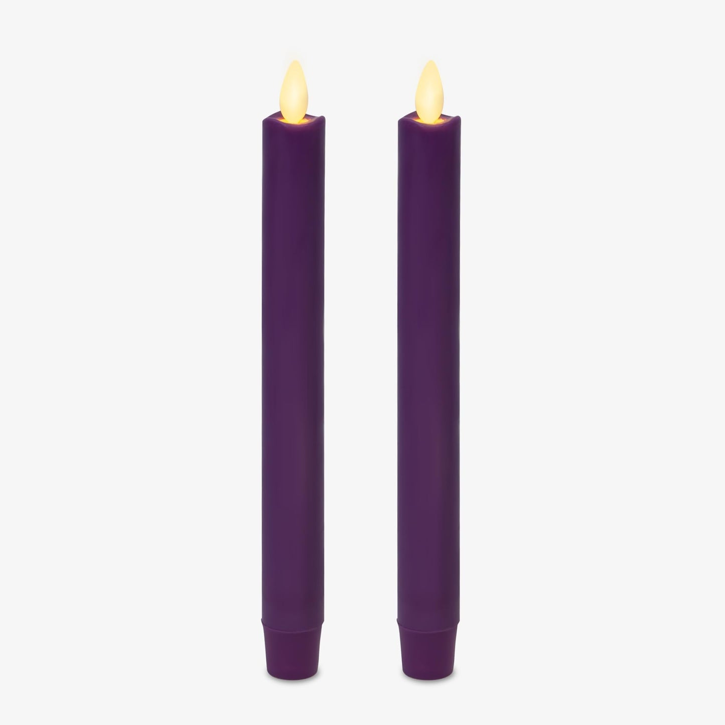 Luminara - Flameless Battery Operated Taper Candle - Purple - Pack of 2-1x9.75 - LED Flickering Flame - Realistic Safe for Home Kids and Pets