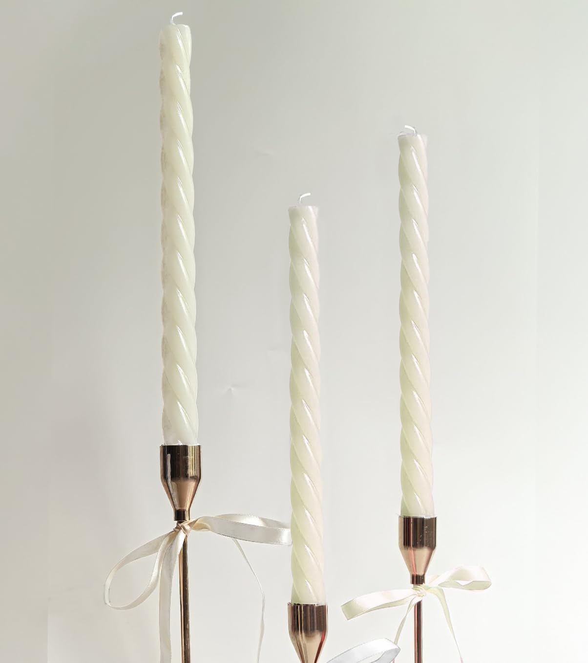 10 Inch Spiral Ivory Taper Candles, 8 Pack Unscented Long Burning Time Gloosy Fall Candlesticks for Dinner Party, Wedding Shower and Home Decoration (Ivory)