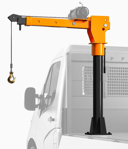 ROCK-HULK 2200lb Folding Truck-Mounted Bed Crane - 5000lb Winch, Painted Steel Jib Hoist Lift for Pickups, 12V Electric/Hand Operated, Ideal for Farm, Construction, and DIY Loading