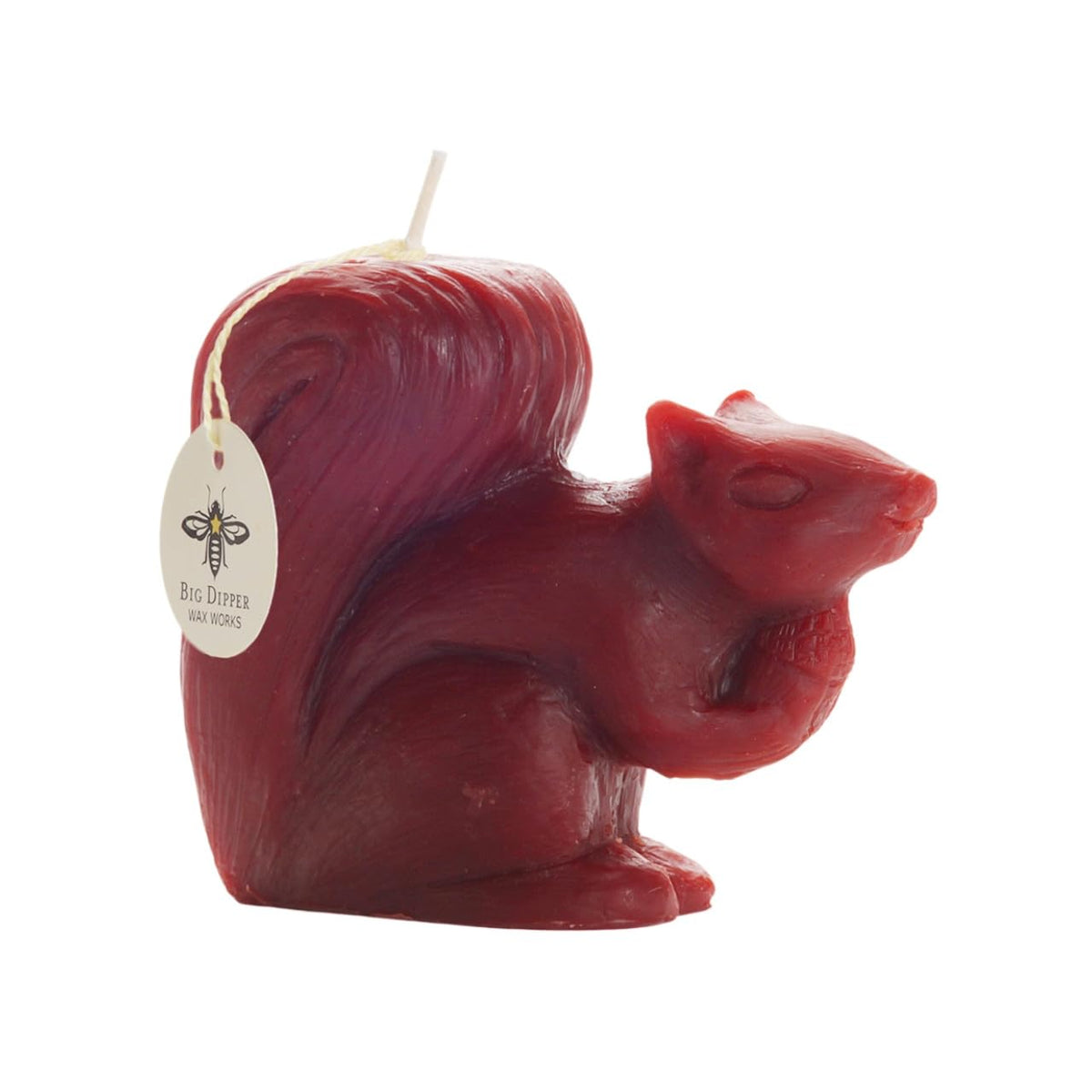 Big Dipper Wax Works Beeswax Squirrel Candle – Handcrafted 100% Pure Beeswax, Chestnut Brown Woodland Décor, Unscented, 24-Hour Clean Burn, Eco-Friendly Fall Animal Gift, 4" x 3.25"