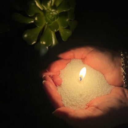 Niceme Snow Pearled Candles - 12Oz Customized Powdered Candle Sand Pourable Refillable White Pearled Candle Wax Long Lasting All Natural for Halloween Thanksgiving Christmas Wedding Party (No Wick)
