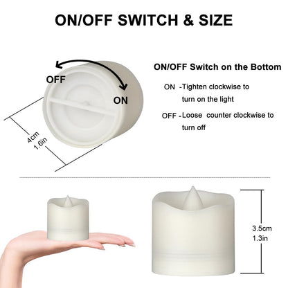 Flameless LED Tea Lights With Remote - Battery Operated Votive Candles With Timer, 200H, Unscented Outdoor Flickering White Flame - 1.3" Set of 6
