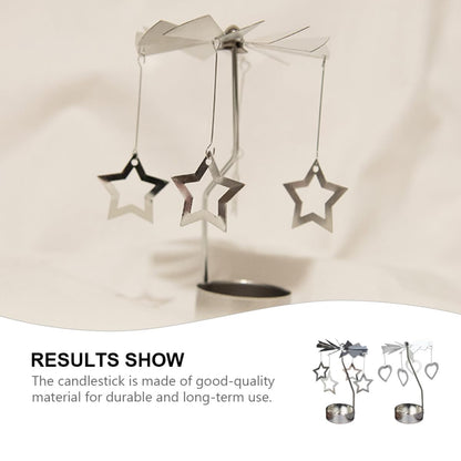 TOYANDONA Rotating Metal Candle Holders 2pcs Romantic Five-Point and Love-Shaped Designs, Desktop Candle Spinner Ornament for Home Decoration and Festival Table Display