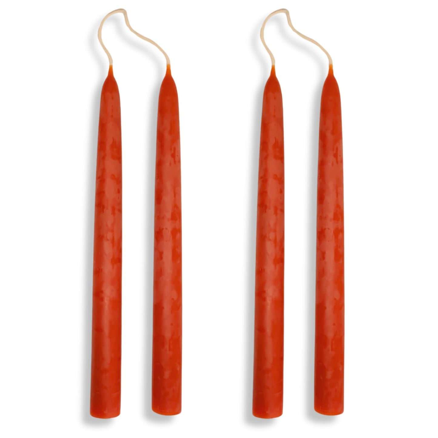 Candlestock Beeswax Taper Candles – Standard 7/8" Diameter, Pure 100% Natural USA Beeswax, Cotton Wick, Dripless, Long-Burning, Handmade in Woodstock, NY- 10 Inches - 2 Pairs (4 Candles) - Orange