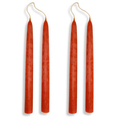 Candlestock Beeswax Taper Candles – Standard 7/8" Diameter, Pure 100% Natural USA Beeswax, Cotton Wick, Dripless, Long-Burning, Handmade in Woodstock, NY- 10 Inches - 2 Pairs (4 Candles) - Orange