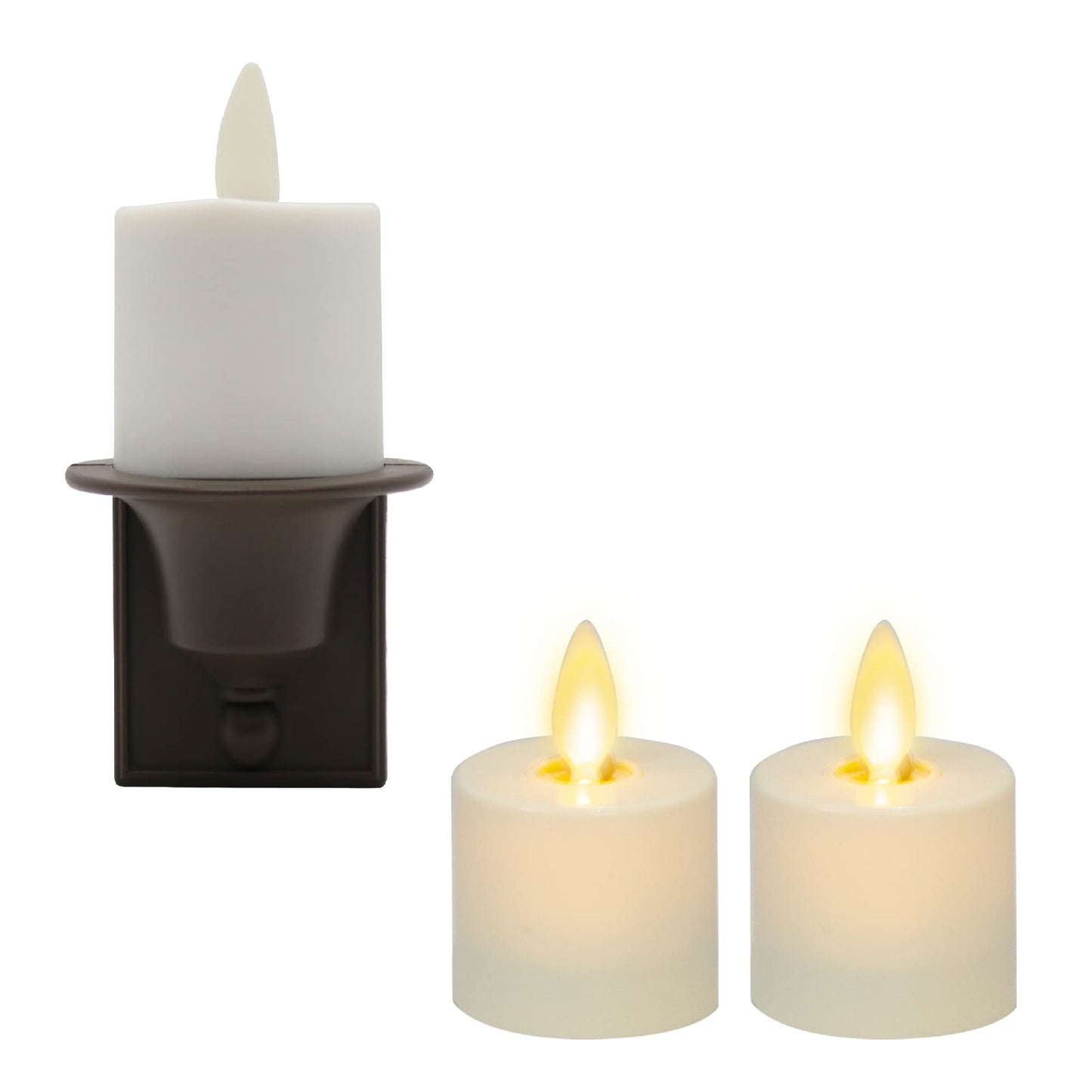 Luminara Bundle Set of Flameless Candle Nightlight Dusk to Dawn with Moving Flame LED Tealight (2-Pack)