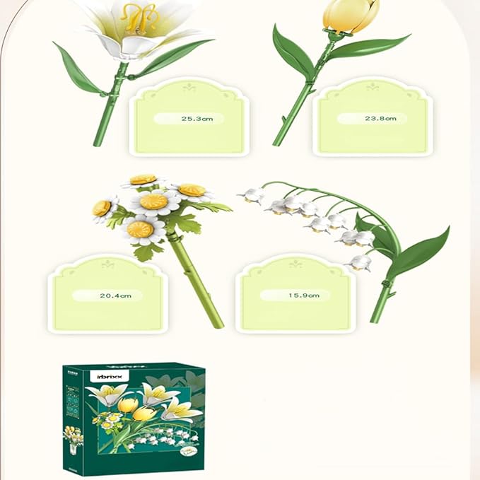 Lily Flower Bouquet Building Set Building Toy Blocks Particle FlowerArtificial Flowers Botanical Collection Building Block for Adults Gothic Home Decor for Women GirlsNo Vase (376 PCS)