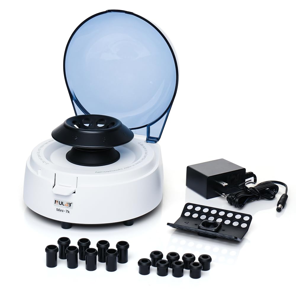 ULAB Mini Centrifuge, Lab Benchtop Micro Centrifuge 7000RPM, Low Noise, 2 Rotors for 8 x 0.2/0.5/1.5/2.0ml and 0.2mL×32 PCR Strips or 0.2mL×4 PCR 8 Strips, UMP1008