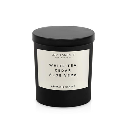 ENVIRONMENT Inspired by 5-Star Resort WSTN Candle, 8oz Luxury Coconut Apricot Wax Candles for Home (White Tea | Cedar | Aloe Vera) Home Fragrance Products, 1 Wick Candle, Vegan & Cruelty-Free
