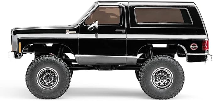 FCX24 FMS 1/24 K5 Chevy Blazer RC Crawler Officially Licensed Mini RC Car Pick Up Truck &amp SUV 2 in 1 4WD 8km/h 2 Speeds Switch Off-Road RC Model with LED Lights for Adults (Black)
