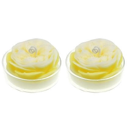 Scented Candle with Cup 2 Pack, 58G Soy Wax Rose Candle, for Meditation, Yoga, Birthday, Wedding, Housewarming (Yellow)