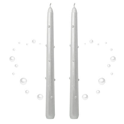 Taper Candles 10 Inch Print Candle Handmade Unscented Pearl Candle Long Candles 2 Pack Twisted Candlesticks for Wedding Home Decoration Gifts