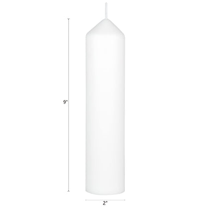 Mega Candles 6 pcs Unscented Round Dome Top White Pillar Candles, Low Cost Single Use Event Wax Candle 2 Inch x 9 Inch, Ideal for Weddings, Parties, Events, Occasions, Florists, Prayers, Vigils