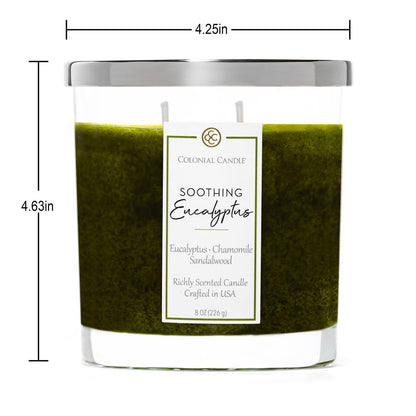 Colonial Candle Soothing Eucalyptus Scented Candle Jar, Highly Fragranced Candles for Home Scented, Mottled Wax Candle, 2 Wick, 8 oz - Made in the USA