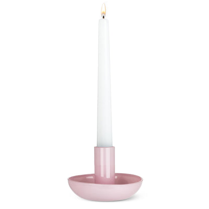 Abbott Collection Small Pipe Taper Candle Holder - Glass, Pink (3.5" D)