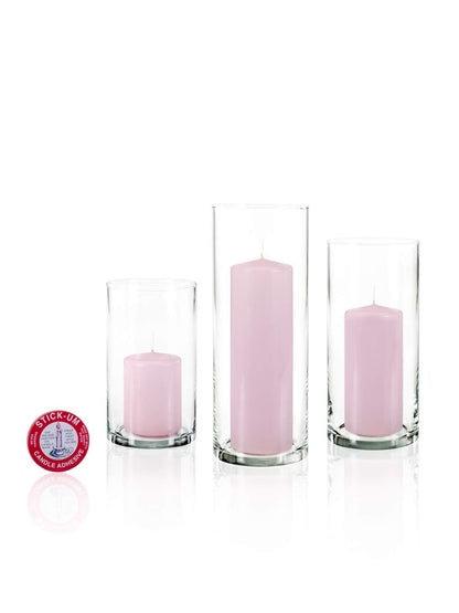 yummi Set of 12 Slim Pillars and Cylinder Vases - Blush