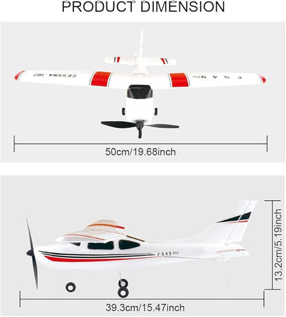 RC Airplane F949pro RC Plane 1020 Motor 3CH 2.4GHZ EPP RC Plane for Adults CESSNA-182 3D6G Gyroscope RTF RC Glider Planes with 2 Batteries Replaceable Parts (LED 2BSL+ Motor)