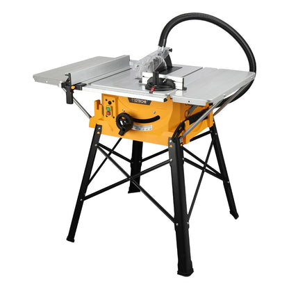 Hoteche 10-Inch Table Saw - 15-Amp Electric Power Saw with Stand and Extendable Table for Woodworking, Carpentry, DIY Projects