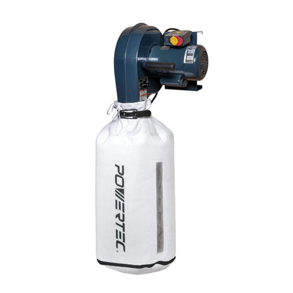 POWERTEC 1 HP, 560 CFM Wall Mount Dust Collector with 1 Micron Dust Collector Bags, Dust Collectors for Woodworking Dust Collection System (DC5371)