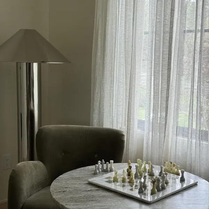 Large Handmade Full Chess Set Marble Chess Board 32 Chess Game Pieces Unique Home décor. Handcrafted Tournament Chess Board - 2 Players. (White Green)