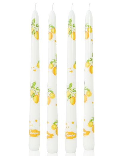 Ivory Taper Candle 10 Inch Candlesticks Unscented Dripless Yellow Lemon Tapered Candle Set for Lemon Decor Wedding Party Dinner Candles, 4 Pack