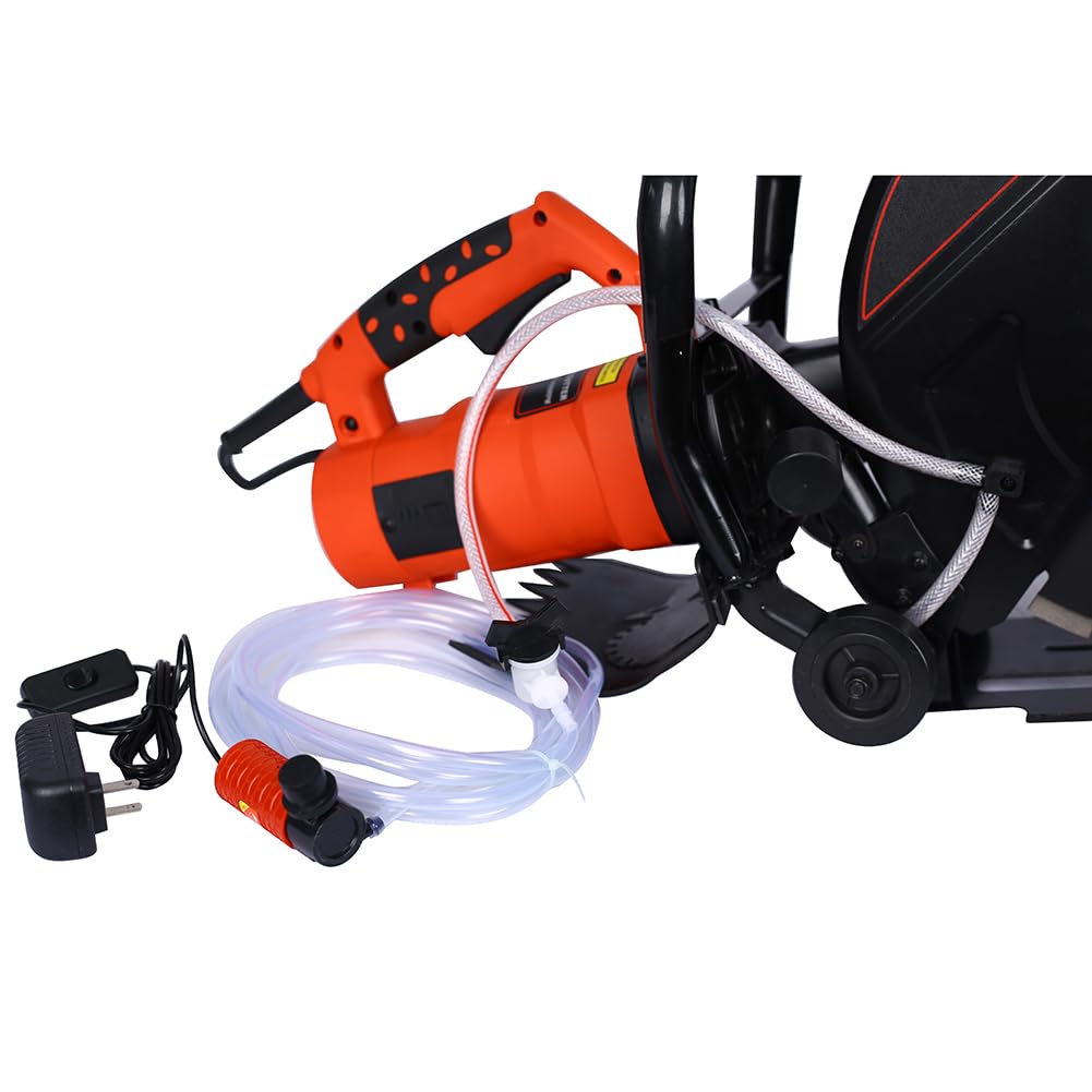 SPOFLYINN 14 Inch Blade Wet/Dry Power Angle Cutter Blade Cut Off Saw 2800W With Water Line Guide Roller With Water Line Attachment 14"