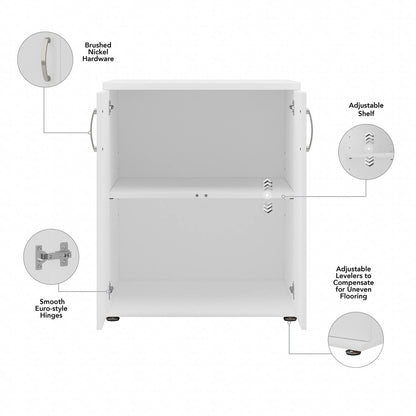 Bush Business Furniture Universal Garage Storage Cabinet with Doors and Shelves in White