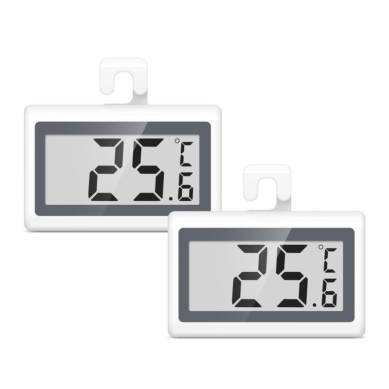 KeeKit Refrigerator Thermometer, Digital Fridge Thermometer with LCD Display, Freezer Temperature Gauge with ℃/℉ Switch, Frost Reminder for Home, Office, Kitchen & Restaurants – 2 Pack