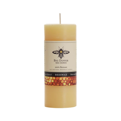 Big Dipper Wax Works 100% Pure Beeswax Pillar Candles (1 Pack) – 2" x 4.75" Handmade in USA, Long Burning Clean Soot-Free, Natural Honey Aroma, Eco-Friendly Cotton Wick, Home Décor & Meditation