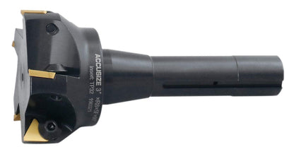 Accusize Industrial Tools 3'' Carbide Indexable End Mill, R8 Shank, 5 Flute, with Tpg322 Inserts, 0046-0917