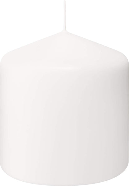 BOLSIUS 6 White Pillar Candles Bulk - 3x3 Inches Candle Set - 25+ Hours Clean Burning - No Palm Oil - 0% Animal Fat - Premium European Quality - Unscented Dripless Dinner Pillars