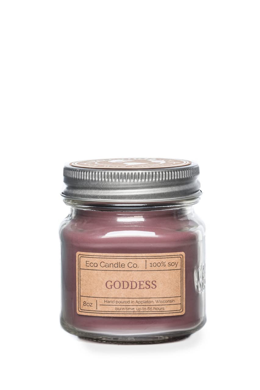 Eco Candle Co. Recycled Candle, Goddess, 8 oz. - Scents of Patchouli, Jasmine, Sandalwood, Cinnamon, Vetiver, & Musk - 100% Soy Wax, Hand Poured, Phthalate Free, Midwest Grown Soybeans