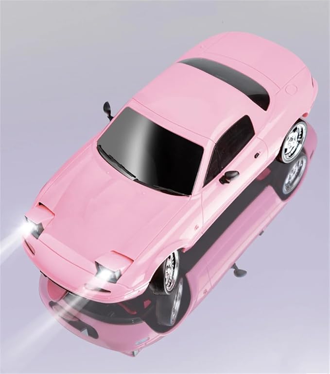 LD1804 RC Drift Car 1:18 Scale Mini MX-5 RWD 2.4GHz Miata RC Vehicles with Gyro and LED Lights for Adults Hobby(Pink)