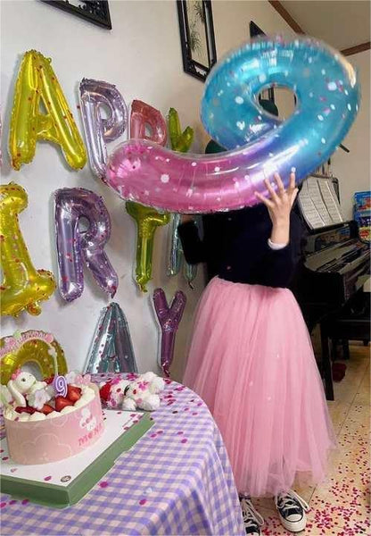 Starry Sky 40-Inch Number 2 Balloon - Sparkling 2nd Birthday Decoration for Kids