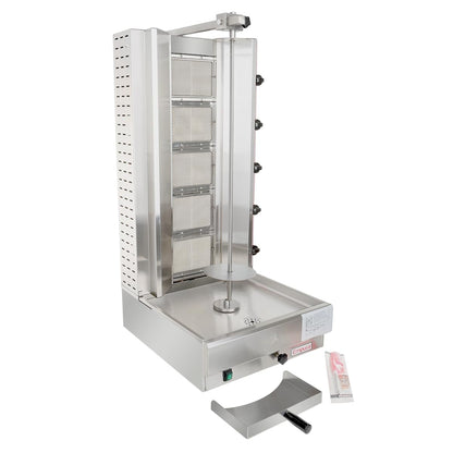 EMPURA 21" Heavy-Duty Vertical Broiler Gas | Commercial Gyro Rotisserie Griller with U-Shape Burner for Concession Stand | 130 lb Capacity, 9500 BTU, 21"W x 23"D x 44"H, Stainless Steel, NSF, 120v