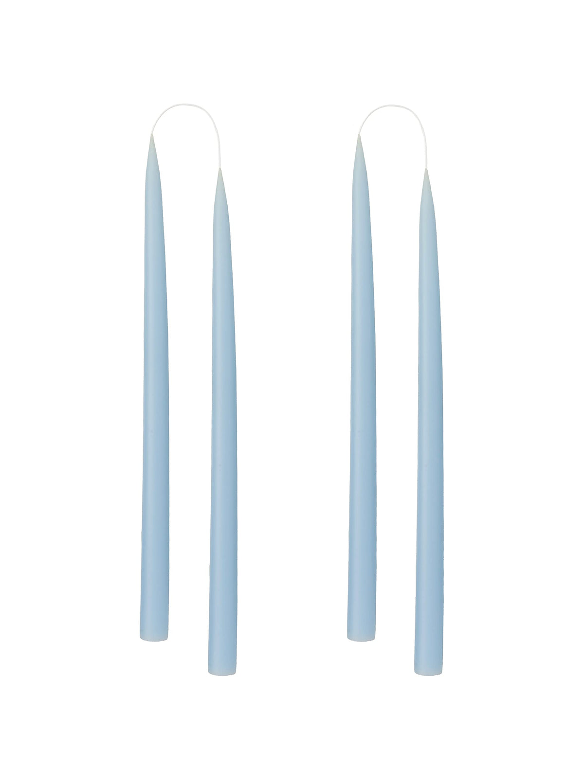 Kunstindustrien® Taper Candles – Set of 4, 13.8" – Made in Denmark, Long Burning Candles 15h, Unscented & Smokeless Candlesticks – Elegant Tall Candles for Weddings, Dinners & Home Decor (Pastel Blue)