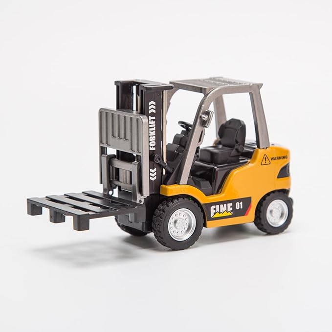 RC Forklift Truck with Trailer 1/64 Mini Alloy Remote Control Forklift 2 Mode Speed Truck with Cargo Hook Pallets RC Construction Vehicles for Adult
