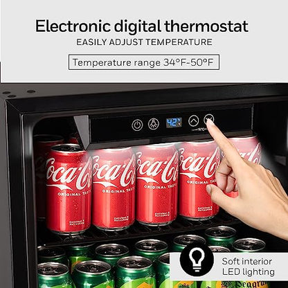 Honeywell Beverage Refrigerator and Cooler, 115 Can Mini Fridge with Glass Door for Soda Beer or Wine for Office or Bar with Adjustable Removable Shelving, Commercial Grade
