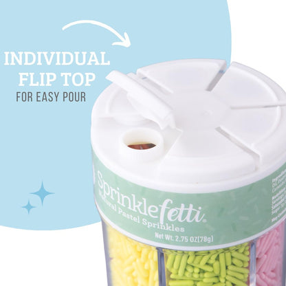Sweets Indeed Edible Sprinkle Mix - 6 Cell Pastel Jimmies for Cake Decorations & Baking