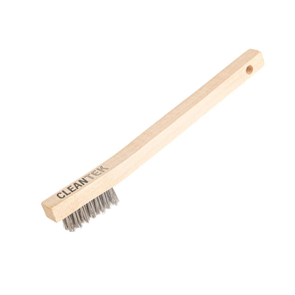 Restaurantware-Clean Tek Professional 7.87 Inch Oven Brush, 1 Heavy-Duty Pizza Stone Brush - Stainless Steel Bristles, Curved Handle, Wood, Scrapes Baked-On Grease, for Bakery Oven