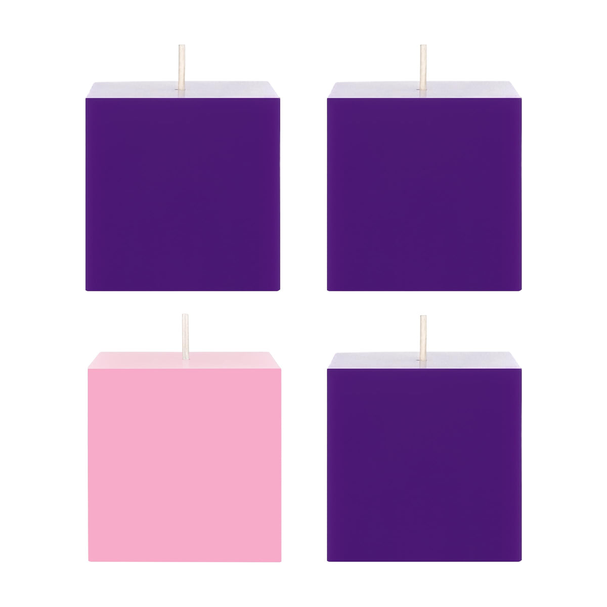 Mega Candles 4 pcs Unscented Christmas Advent Candles Set, Hand Poured Premium Wax Square Pillar Candle 3 Inch x 3 Inch, Holidays, Occasions, Events, Festivities, Devotional, Church, Wreath, Gifts