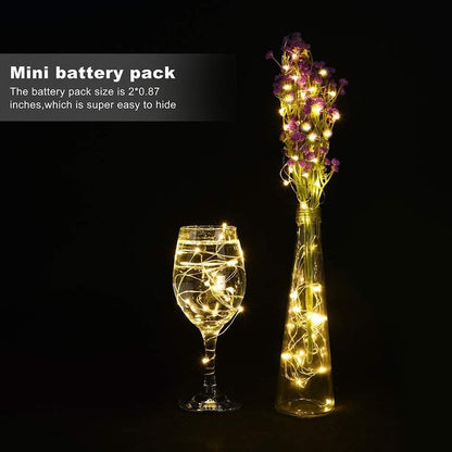 LEDIKON 24 Pack Fairy Lights Battery Operated String Lights-3.3ft 20 LED Silver Wire Warm White for Wedding,Party,Table Centerpieces,DIY Crafts,Mason Jars Decor
