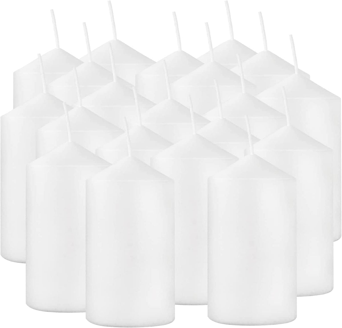 Howemon 20 Pcs Bulk Long Burning Wax Pillar Candles 2" x 4" Dripless Unscented Smokeless for Wedding Party Spa Lantern Fireplace Home(White)