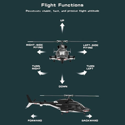 1/34 Scale AW-911 Air-Wolf RC Helicopter 2.4G 9CH Flybarless Airplanewith 6G/3D Stunt Mode and GPS Positioning (RTF Version/Mode 1/Mode 2)