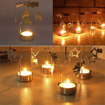 Rotary Candle Holder, Spinning Windmill Candlestick Carousel Candle Tea Light Holder with Romantic Candlestick Ornament for Wedding Party Christmas Home Decor