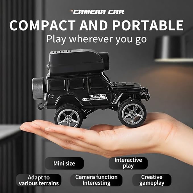 1:64 Scale RC Crawler with Camera Mini 4WD Off-Road Car Desktop Racing Vehicle Indoor 2.4G Remote Control Car Racing Model Adjustable Speed for Adults -KF32